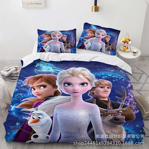 Tegneserie Frozen Anime 3D Digitaltryk Dynebetræk Prinsesse Sengetøj Tre-delt Sæt 135*200