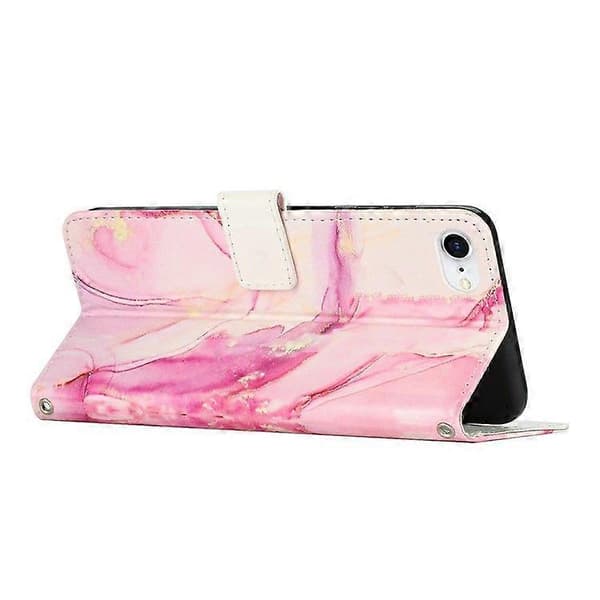 Stativfodral för iPhone 16e Marmormönster PU Läder Plånboksfodral Rose Gold