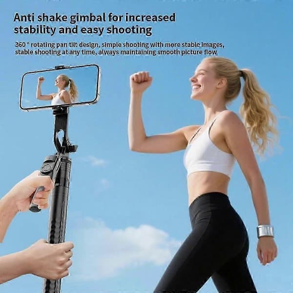 Dobbelt telefon Bluetooth Selfie Stick Black