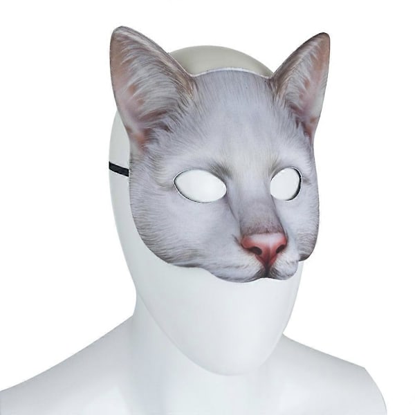 Kissan naamio Halloween puoli kasvot realistisen kissan naamio juhlat pelaaminen puvut rekvisiitta eläin juhlat naamio unisex cosplay juhlat rekvisiitta Orange Cat