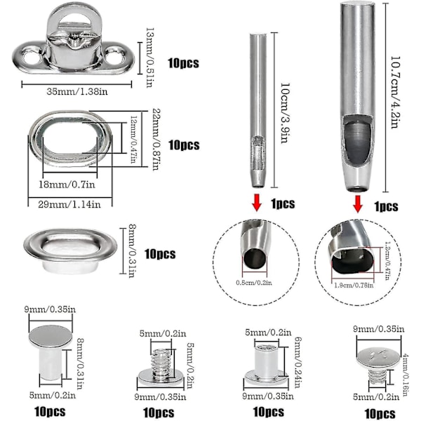 Illets Ovales Twist Verrouiller En Laiton Nickel Tourniquet Bache Avec Outils Oeillet Pour Bache En Tissu Bricolage Craft Bricolage Cuir Porte Monnaie