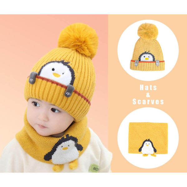 Mössa Halsduk Set Mössa Mössa Barn Vinter Baby Stickad Mössa