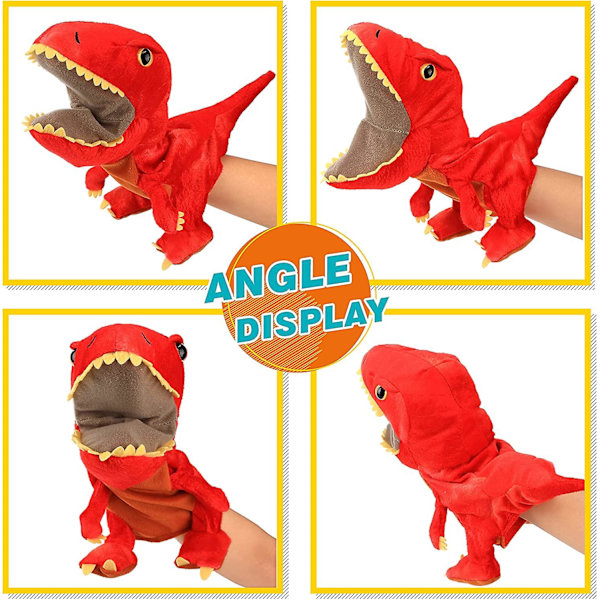 Dinosaur Hand Puppet Pehmo aktiivisella suulla Cosplay-tarinoiden kertomiseen Teeskentelyleikki Syntymäpäivälahjat lapsille Pojat Tytöt Punainen 11"