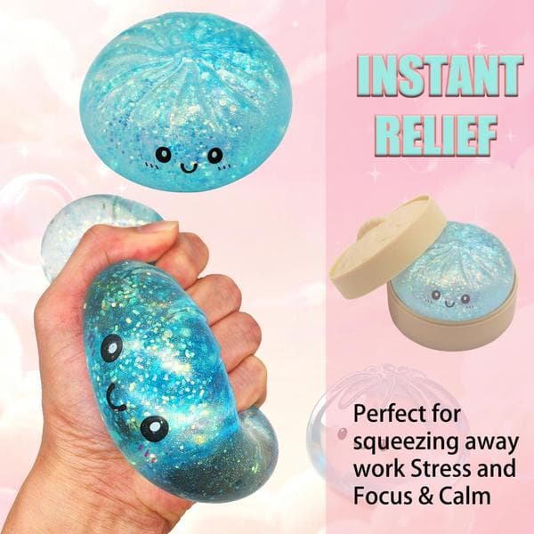Sällsynt Sugar Dumpling Squishy Mystery Box, Glitter Bao Bun Klämleksak, Stressavlastande Leksak (Lila)