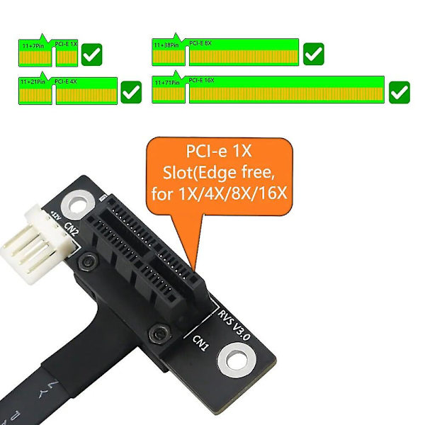 Lägg till kort 270 graders Mini Pcie till Pci-e 1x adapterkabel Mini Pci Express till Pci-e X1 Riser 4pin strömanslutning för förlängare
