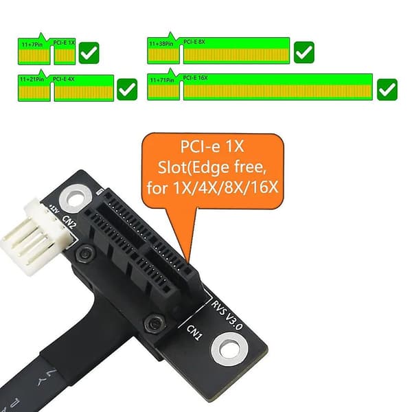 Legg til på kort 270 graders Mini Pcie til Pci-e 1x adapterkabel Mini Pci Express til Pci-e X1 Riser 4pin strømkobling for Extender