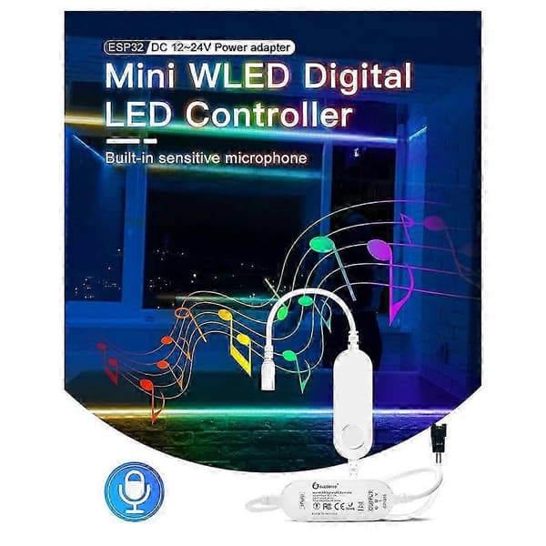 WLED ESP32 Mini LED-kontroller DC12-24V RGB IC Digital med mikrofonljudläge Dynamisk ESP32 med mikrofon White