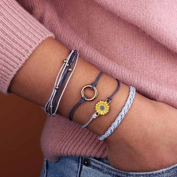 Handgjort Flätat Solrosrep Armband Rep Charm Boho Sur