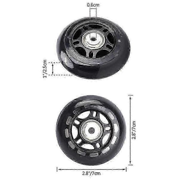 Inline skate hjul med kuglelejer 70mm, Sort