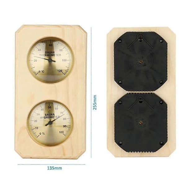 Saunatermometer 2 i 1 Træ Saunahygrometer Indendørs Celsius Termometer og Hygrometer
