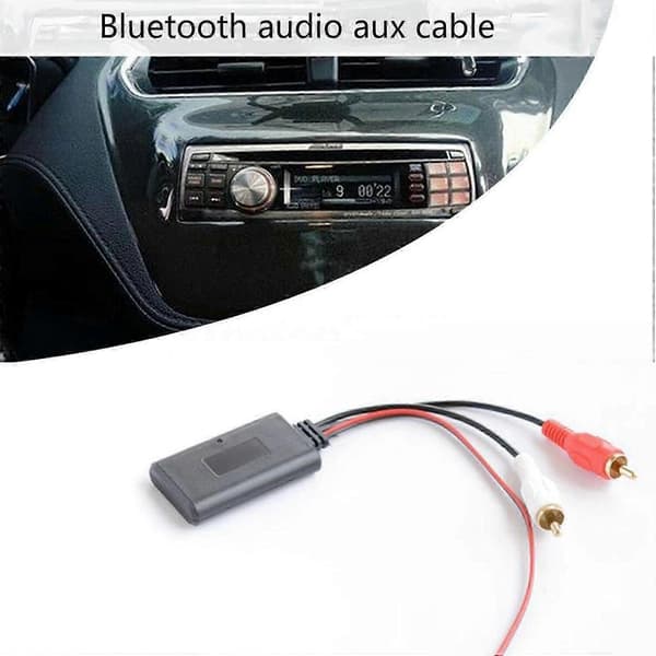 2 STK Bil Trådløs Bluetooth Modul Musikkadapter RCA AUX Lydkabel Universal 2RCA Grensesnitt Svart