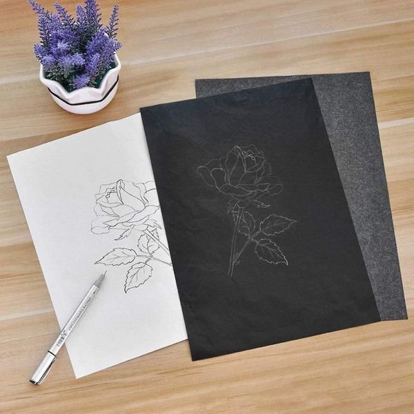 A4-papir 50 ark/pose overføringspapir Grafitt karbonmaling karbonbelagt papir Black One Size