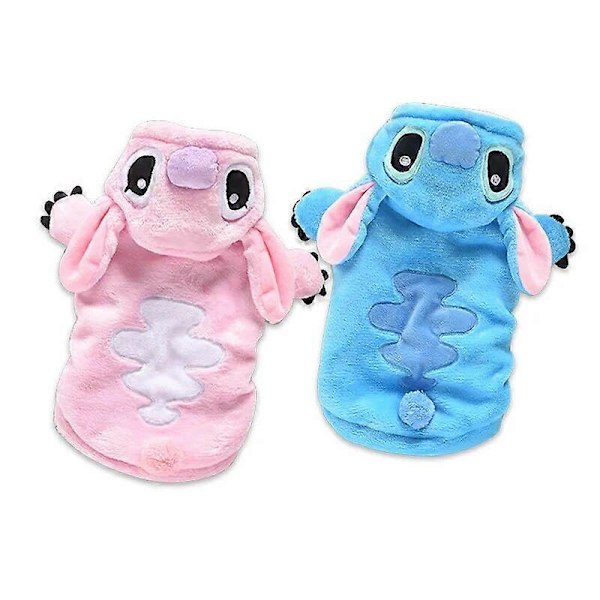 Stitch-jakke for hund, fløyelsstoff, super liten, søt Chihuahua, tykk, høst/vinter, blå, gutt, Mascotas pink 4XL