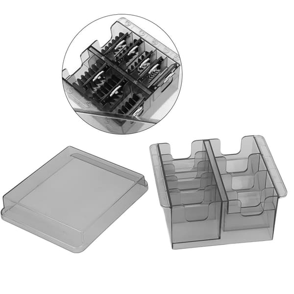 Storage Box for Guide Combs, Hair Clippers, Positioning Tools, Dividers, Organizer Case, Transparent Grey