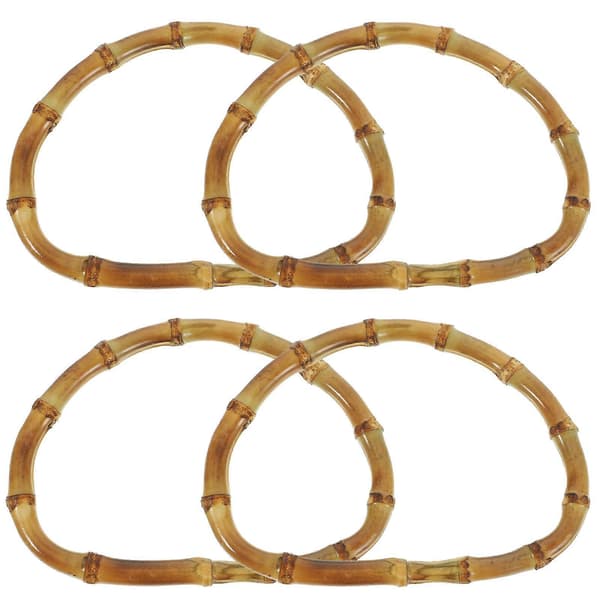 4 st förtjockade solida bambu D-formade väskhandtag Praktiska handväskramar DIY handväskatillbehör Trähandtag