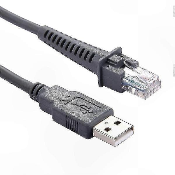 2m USB A hann til RJ45 skannerkabel for strekkodeskannere (grå) Grå