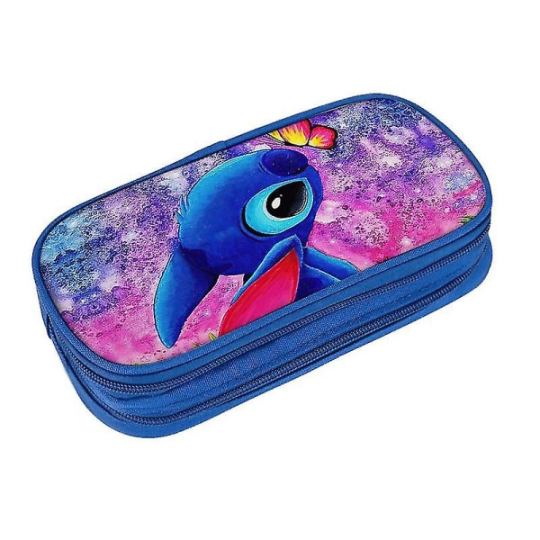 Kawaii Lilo & Stitch kaksikerroksinen case opiskelijoille lasten paperitavaralaukku, suuri tilavuus kolikkokukkaro lapsille, lahjat style 14