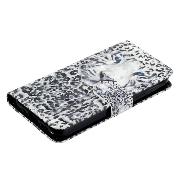 Telefonveske med 3D-mønsterutskrift for Samsung Galaxy A14 5G, anti-ripe PU lær lommebok Flip Cover Stativ med stropp Leopard