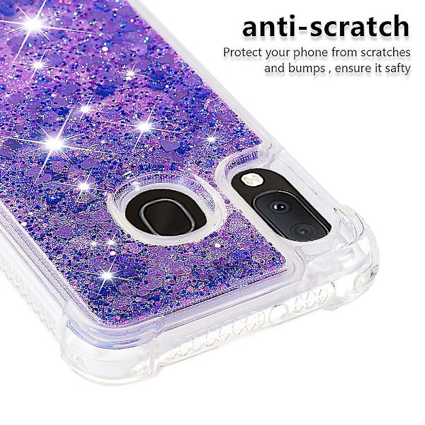 Kompatibel Samsung Galaxy A20e/a10e Case Glitter Flytande Transparent Glittrande Glänsande Bling Kristallklart flytande Quicksand Cover Tpu Silikon - Lila