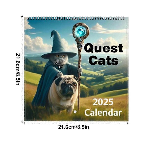 Konstig Medeltida Kattäventyrskalender 2025, Rolig Kattväggkalender
