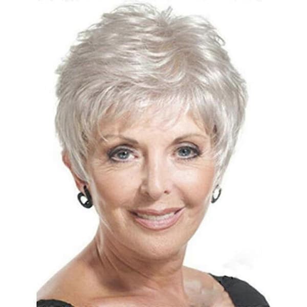 Dam Mode Ljusblond Pixie Hår Peruk Syntetiska Hela Peruker