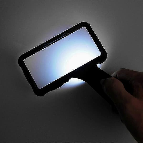10X forstørrelsesglas med LED-lys til ældre, håndholdt rektangulær læser