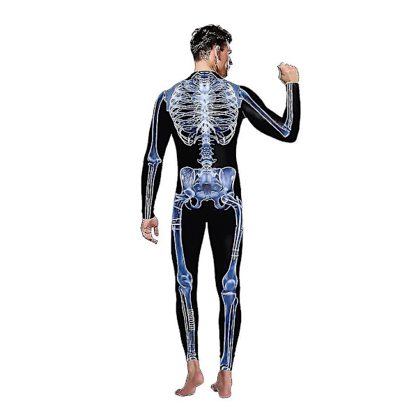 Mænd 3d Skelet Halloween Kostumer Cosplay Jumpsuit Bodysuit L