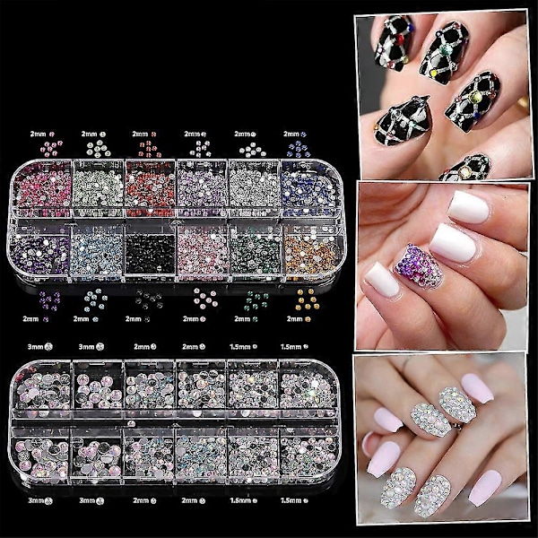 Nagelborstar för Nagelkonst, Nagelkonstset, Nagelkonstborste, Nagelstrass White