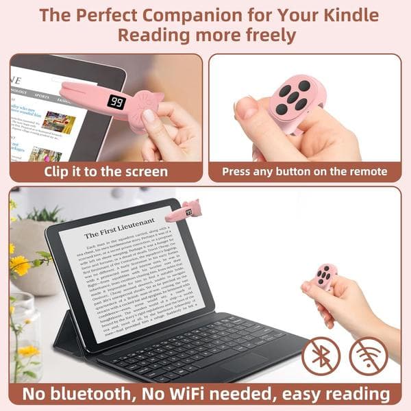 Fjernkontroll Sidevender for Kindle Paperwhite Oasis Kobo Tilbehør (Rosa)