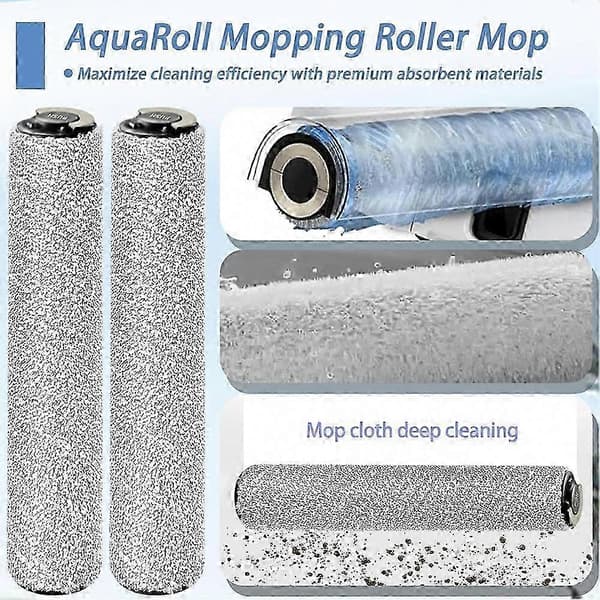 Mopperulle til Aqua10 Ultra Roller / Aqua10 Ultra Roller Komplet Støvsugerdele Fjerner Snavs 3 STK Gray