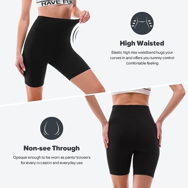Sykkelshorts med høy midje Dame - Magekontroll Buttery Myk Biker Yoga Running Gym Black Workout Athletic Shorts