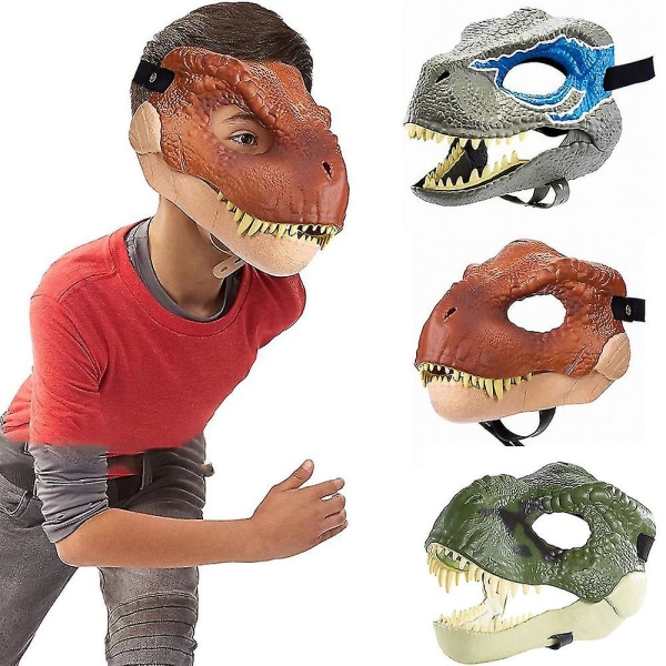 Dinosaurmaske med åpningskjeve, Halloween-fest Dino-maske for barn Voksen, Cosplay-kostymerekvisitter Red