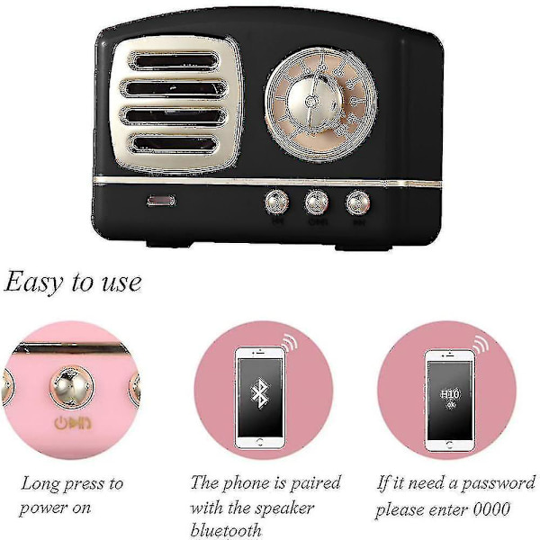 Retro Radio Bluetooth-høyttaler, Vintage Radio- Greadio Fm Radio-gave