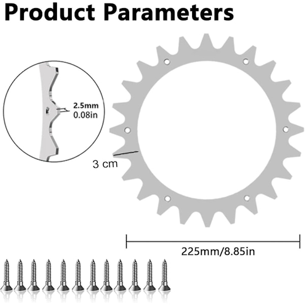 Rustfrie stålpigge til Worx model L, rustfrie stålpigge til Worx Landroid L-hjulstørrelse 225mm-12x rustfrie stålskruer-til græsplæne, rengøring og