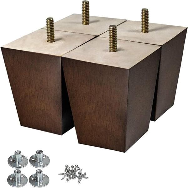 4 tommer træ møbelben sofa ben sæt med 4 firkantede sofa ben