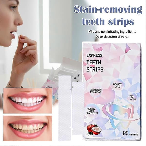 Express Tannblekingsstrips 14 stk - 46g Flekkfjerning og Emaljesikker