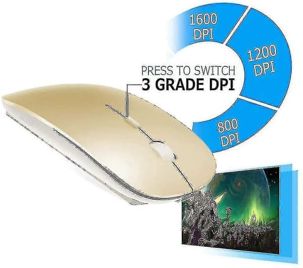 Trådløs Bluetooth-mus for Macbook Pro/Macbook Air/Ipad/Laptop/Imac/PC Gold