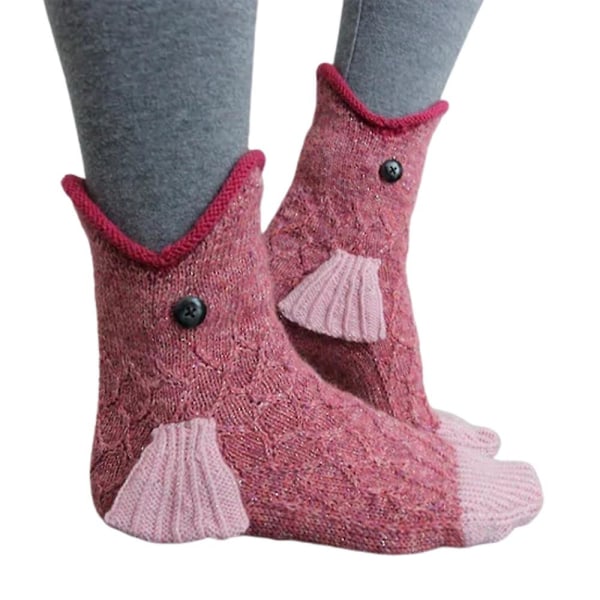 Kvinnor Män Tonåring Stickade Djurmönsterstrumpor Funky Mid Calf Socks Julklappar Carp 1Pair