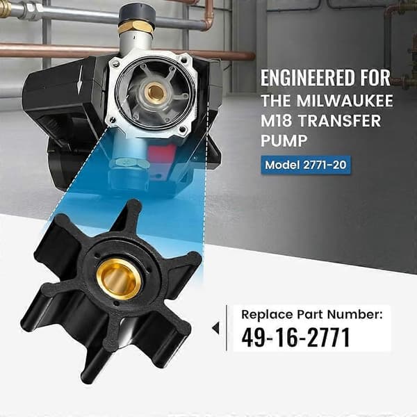 M18 overførselspumpe impeller & O-ring sæt 49162771 til Milwaukee M18 overførselspumpe, reservedel Black