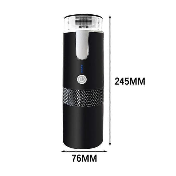 Bærbar kaffemaskin Multifunksjonell reisekaffemaskin for menn og kvinner Svart Silver