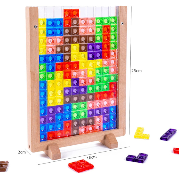 Montessori-leksaker för barn 3 4 5 6 år, transparent hjärngåta pussel leksak intelligens färgglada block, geometrisk pedagogiskt spel present till barn Transparent puzzles