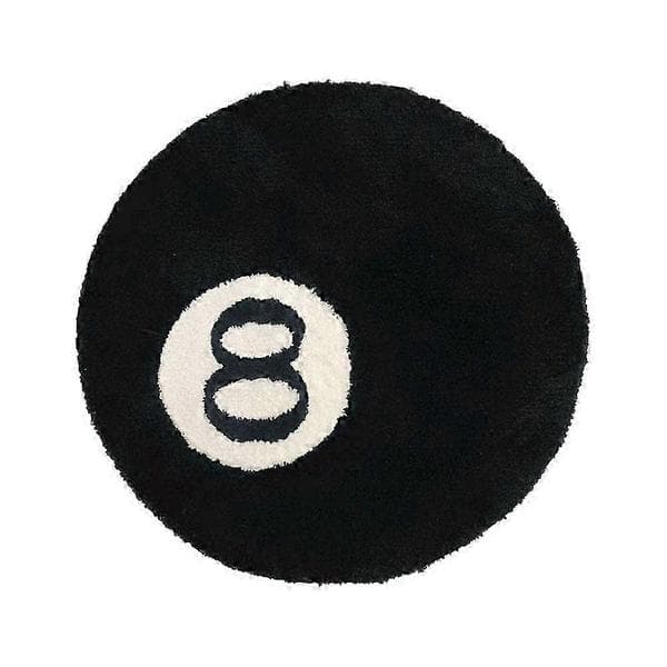 simulering Billard 8 Ball Tæppe, Rund Tuftet Blød Stolepude, Sort Tæppe Indretning Tæpper Sorte Cirkel Tæpper til Stue Festdekorationer