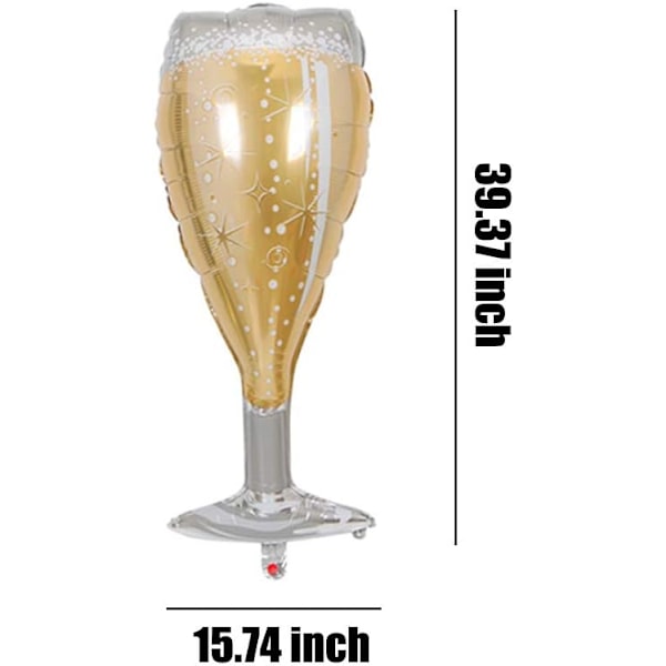 Champagne Glas Ballon Mylar Folieballoner Fødselsdag Forlovelse Bachelorette Party Brudebruser Bryllup Fest Jubilæums Dekorationer 4 stk