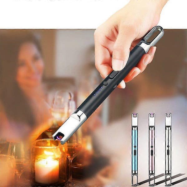 Elektronisk Lighter Bærbar Komfur ARC BBQ Lighter Vindtæt Plasma Pulserende Lys Lighter Flameless USB Genopladelig Lighter Blå