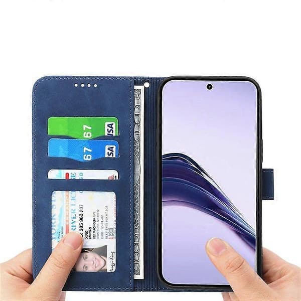 För Realme 13+(Plus) 5G Läderfodral Linjer Prägling Plånbok Telefonfodral Blue