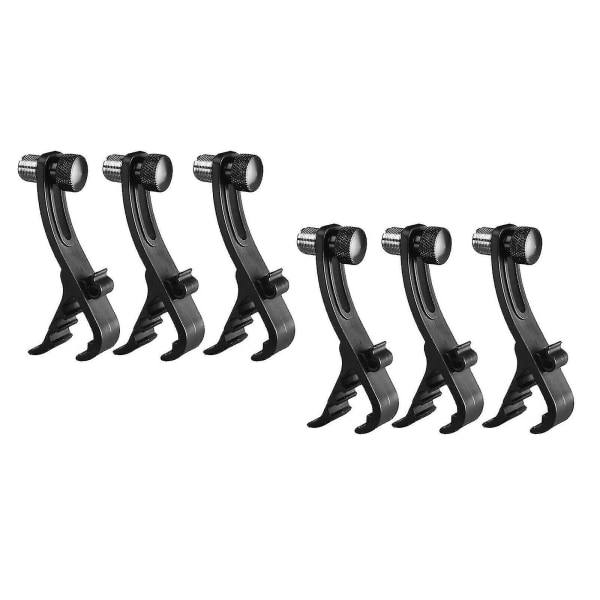 6x støtsikker mikrofon trommefelgklemme Tom Snare Mount Mic Clamps Holder