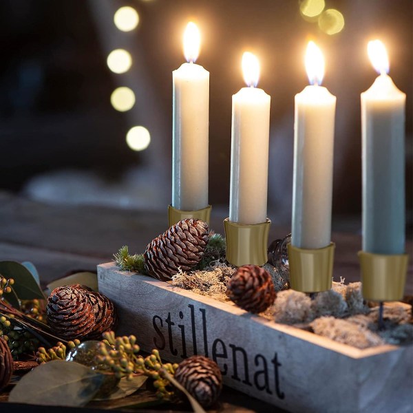 Adventskrans lysestage, retro kobber advent lysestage, metal lysestage, pakke med 4, til adventskrans, julelys tallerken med torn