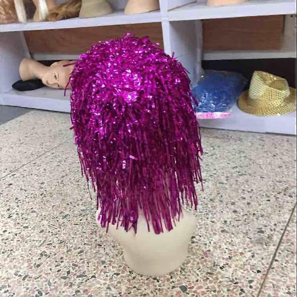 Kimalteleva folio peruukki violetti folio tinsel asu peruukki naamiaisasuihin