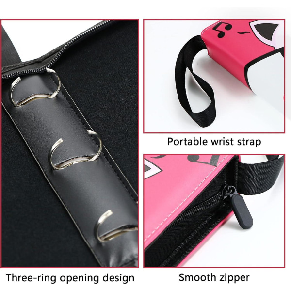 Samlekortperm 4 lommer - 400 lommer Kortmappe for Pokemo n med 50 avtakbare ermer Samlekortholder med zip-album - Rosa