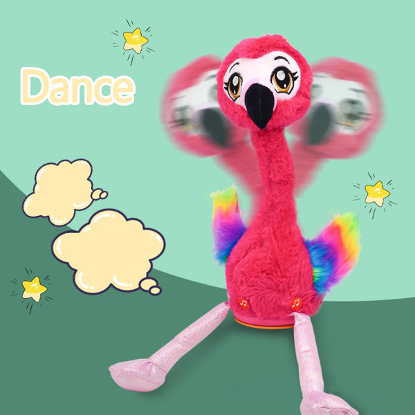 Plys Flamingo Interactive Toy Talking Flamingo For Doll Gentager, hvad du siger English charging ver
